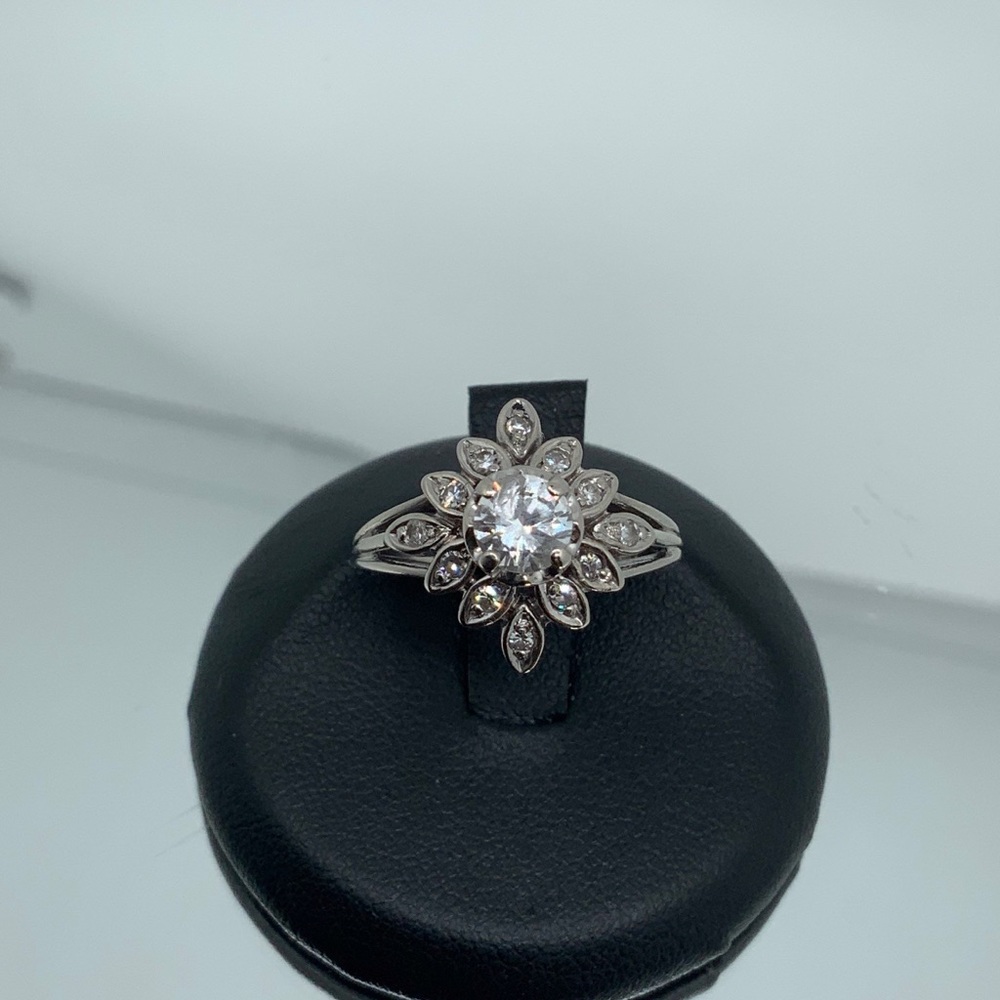 14K white gold genuine natural diamond ring